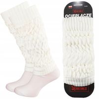 Ocieplacze na nogi damskie na łydki zimowe rozciągliwe Martinex białe