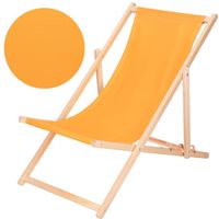 Leżak ogrodowy, drewniany z 3-stopniową regulacją, plażowy, balkonowy, pomarańczowy