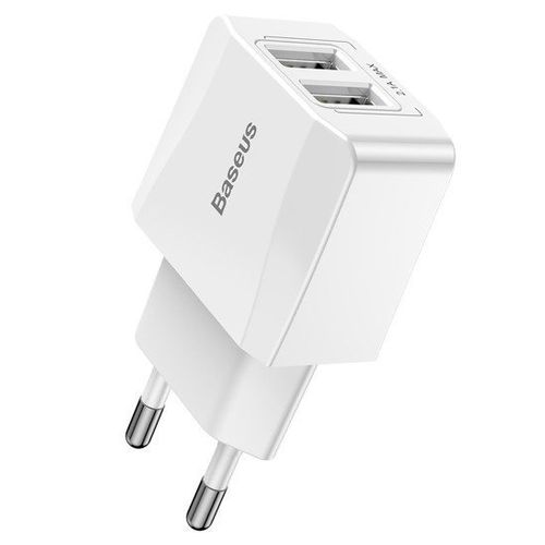 Mini Ładowarka Sieciowa Baseus 2X Usb - Biała na Arena.pl