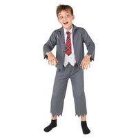 Strój Zombie dla dzieci kostium na Halloween przebranie szare 9-11 lat