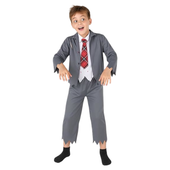 Strój Zombie dla dzieci kostium na Halloween przebranie szare 9-11 lat