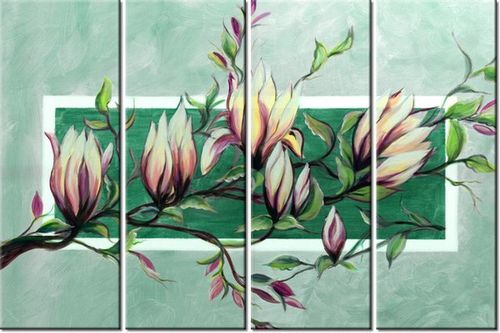 120CM 80 OBRAZ 4 ELEM SŁODYCZ MAGNOLII ZIELENI ŚCIENNY na Arena.pl