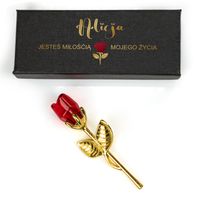 Wieczna Róża Kryształowa w Pudełku z NADRUKIEM Prezent na Walentynki