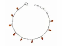 SREBRNA BRANSOLETKA ŁEZKI KROPLE SOPELKI POMARAŃCZOWE KRYSZTAŁKI