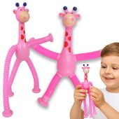 Żyrafa pop tube rurka rozciągania z przyssawkami sensoryczna różowy