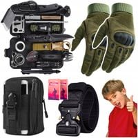 Torebka Saszetka Pas Mocny Parciany 120 cm Survival Kit Rękawice r. XL