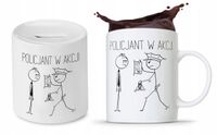 Zestaw Dla Policjanta Prezent Kubek + Skarbonka Z Nadrukiem Ze Zdjęciem
