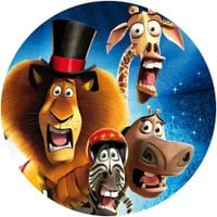 Opłatek na tort Król Lew Madagaskar Pingwiny Żyrafa Zwierzęta Tekst Gratis