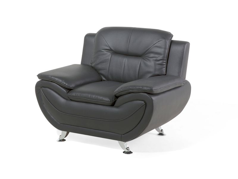 Fotel ekoskóra szary LEIRA zdjęcie 4