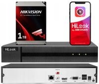 Rejestrator IP do 8Mpx HiLook Hikvision NVR-104MH-C Aplikacja + DYSK 1TB