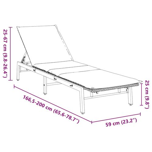 Leżak z poduszką, brązowy, polirattan na Arena.pl