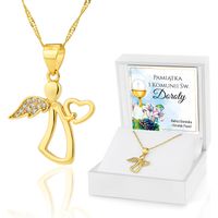 NASZYJNIK ŁAŃCUSZEK ZAWIESZKA ANIOŁEK pamiątka komunii dziewczynki GRAWER