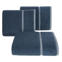 Ręcznik frotte z tłoczoniem w kratkę i bordiurą CALE 50X90 granatowy