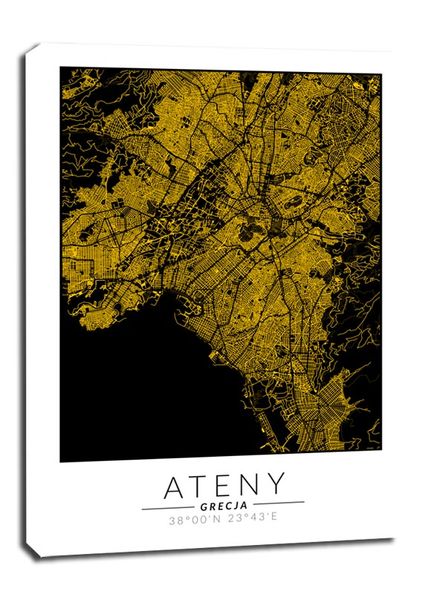 Ateny złota mapa - obraz na płótnie 30x40 cm zdjęcie 1
