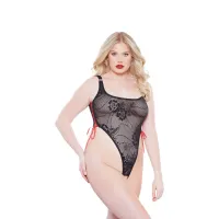 allure body koronkowe z wysokim stanem, otwarta konstrukcja, czarne