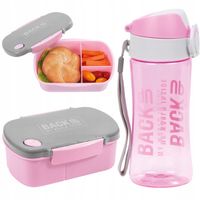 BIDON + ŚNIADANIÓWKA Z DWIEMA PRZEGRÓDKAMI, RÓŻOWY