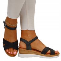 SANDAŁY DAMSKIE CZARNE ELEGANCKIE MODNE WYGODNE