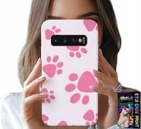 ETUI DO SAMSUNG GALAXY S10 - RÓŻOWE PSIE ŁAPKI, PLECKI, OBUDOWA CASE