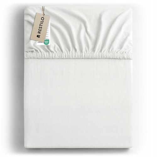 RESTILO Prześcieradło jersey z gumką bawełna czesana 120x200 Białe na Arena.pl