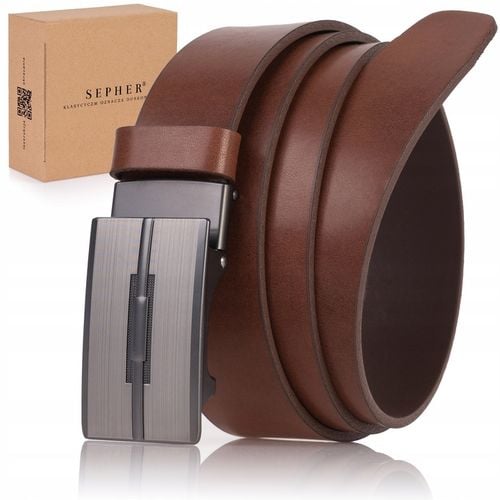 Pasek SKÓRZANY Męski SEPHER Automat BRĄZOWY spodni na Arena.pl