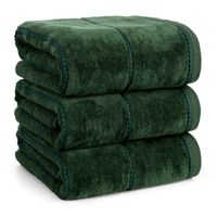 Ręcznik bawełniany z welurową bordiurą w pasy MARI 50X90 zielony