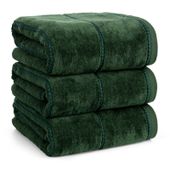 Ręcznik bawełniany z welurową bordiurą w pasy MARI 50X90 zielony