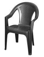 Krzesło ogrodowe fotel plastikowy z oparciem czarny matowy 82cm