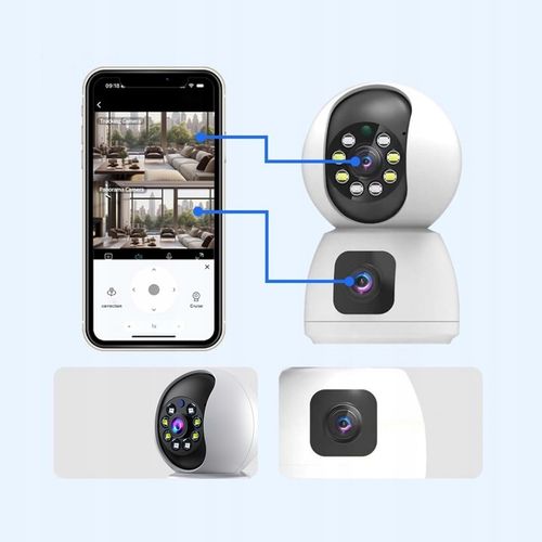 KAMERA MONITORUJĄCA BIAŁA 2,4G WIFI PTZ + 2 OBIEKTYWY 2MP na Arena.pl