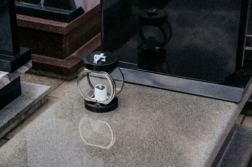 Lampion Na Pomnik Na Nagrobek srebrny stal nierdzewna + czarny granit na Arena.pl