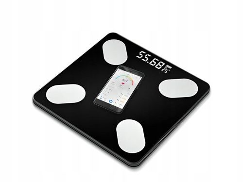 WAGA ŁAZIENKOWA ANALITYCZNA SZKLANA APLIKACJA BMI POMIAR TŁUSZCZU na Arena.pl