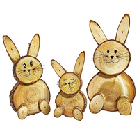 Dekoracja wielkanocna zestaw figurek rodzina królików drewno