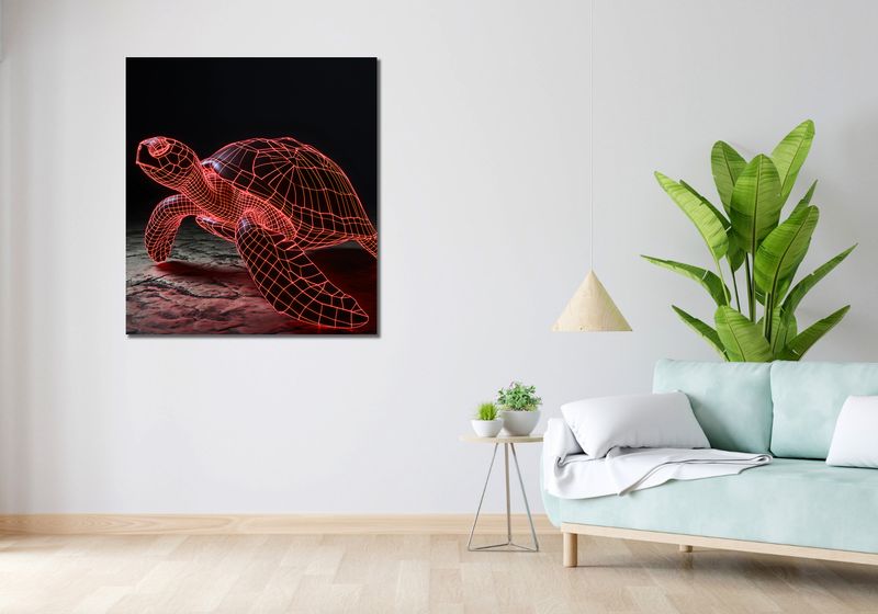 Obraz 90x100cm Neonowy Żółw zdjęcie 2