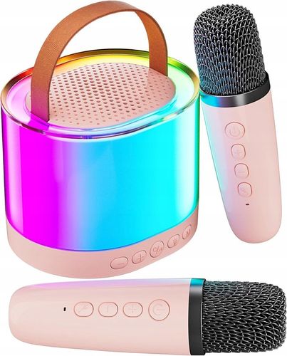 GŁOŚNIK DO KARAOKE RGB BLUETOOTH 2 MIKROFONY ZESTAW na Arena.pl