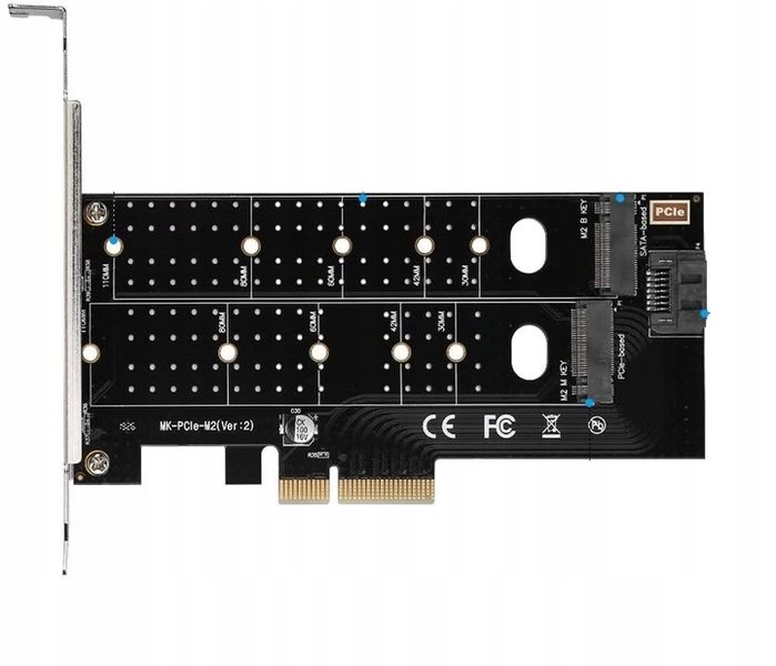 Adapter 2x dysk M.2: SATA + NVMe do PCI-E x4 Dual zdjęcie 3