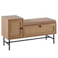 Ławka na buty do przedpokoju 100 cm z szafką dębowa rattanowa