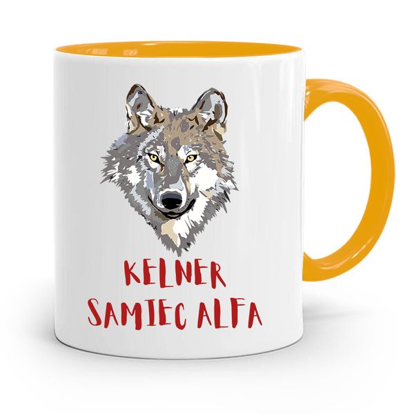 Dla Kelnera Kubek Żółty Kelner Samiec Alfa Prezent Z Nadrukiem Ze Zdjęciem zdjęcie 1