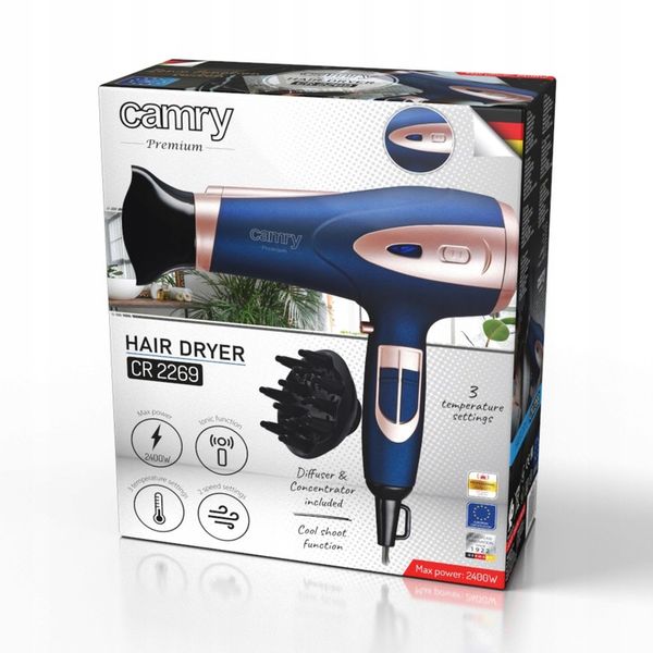 Suszarka do włosów 2400W Z JONIZACJĄ Zimny nawiew + Koncentrator i Dyfuzor zdjęcie 16