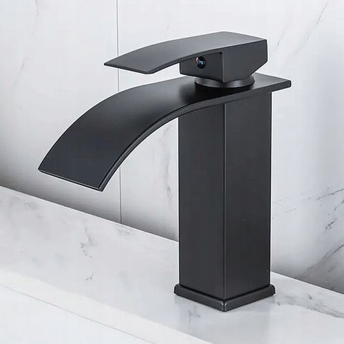 CZARNA BATERIA UMYWALKOWA STOJĄCA WODOSPAD CUBIC ŁAZIENKOWA KRAN UMYWALKI na Arena.pl