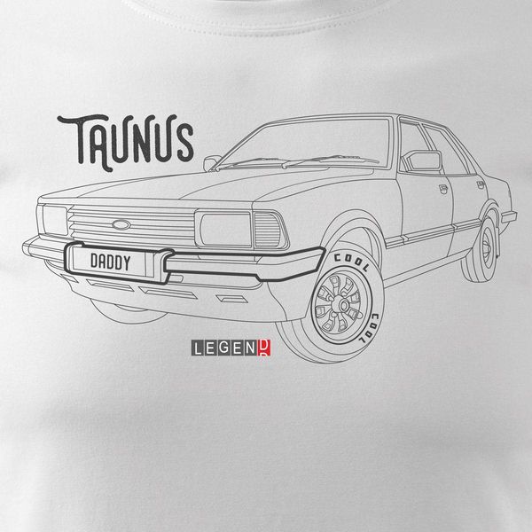 Koszulka z samochodem FORD TAUNUS męska biała REGULAR S zdjęcie 2