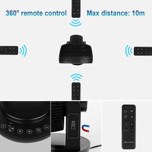 Cichy turbo-wentylator podłogowy MyCarbon do 30m2 pilot, czasomierz, czarny na Arena.pl