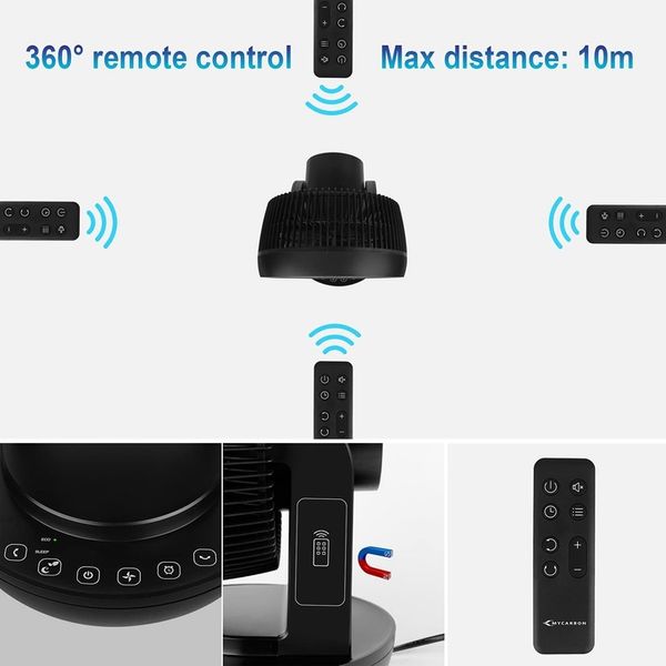 Cichy turbo-wentylator podłogowy MyCarbon do 30m2 pilot, czasomierz, czarny zdjęcie 9