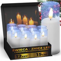 12X ŚWIECZKA ELEKTRYCZNA WKŁAD DO ZNICZY NA BATERIE EFEKT PŁOMIENIA 15CM