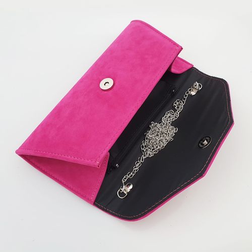 ELISE torebka kopertówka wizytowa zamszowa eko z łańcuszkiem V110 chabrowa na Arena.pl