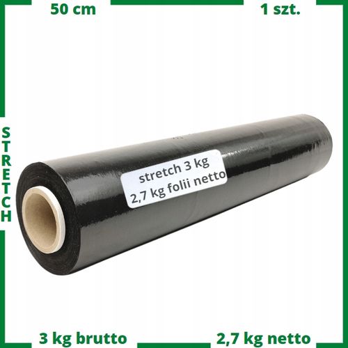 STRECZ folia 3kg CZARNA 2,7kg netto folii 23mic x1 na Arena.pl