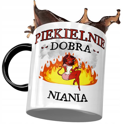 Kubek Czarny Dla Niani Piekielnie Dobra Niania Z Nadrukiem Ze Zdjęciem na Arena.pl