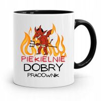 Dla Pracownika Kubek Czarny Dobry Pracownik Z Nadrukiem Ze Zdjęciem