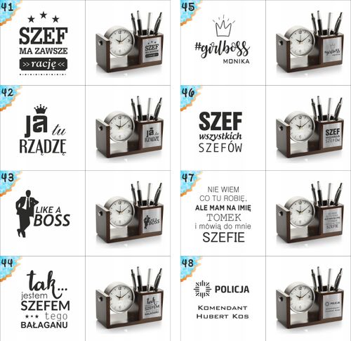 Nowoczesny przybornik z zegarem z Twoim tekstem imieniem DLA KSIĘGOWEJ na Arena.pl