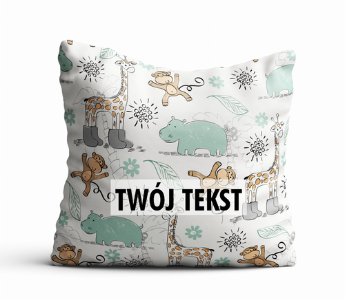 Poduszka DZIECIĘCA z Twoim napisem PD02 żyrafy i małpki na Arena.pl