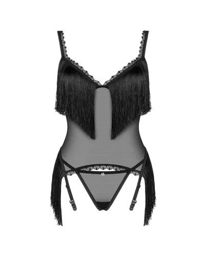 obsessive sherila - koszulka z siateczki z frędzlami + stringi m/l czarna na Arena.pl