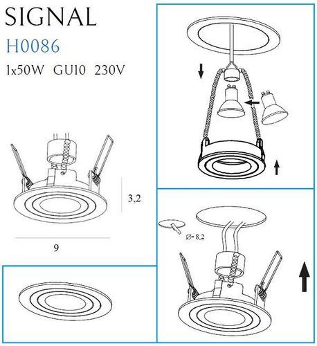 Wpust LAMPA sufitowa SIGNAL H0086 Maxlight regulowana OPRAWA okrągła oczko podtynkowe czarny na Arena.pl